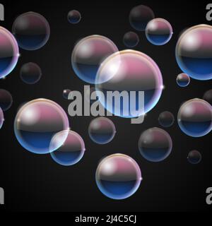 Vector Bubbles from bubble background on black background Stock Vector