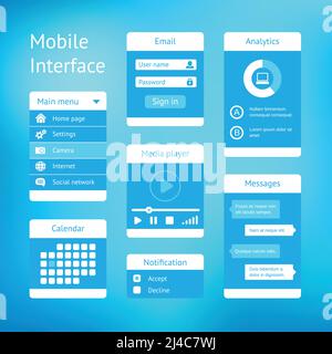 vector user interface template design for mobile apps Stock Vector