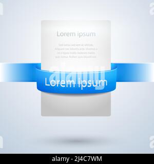 Vector White Paper Banner with Blue Ribbon Used for Web Designs  Isolated on White Background. Stock Vector