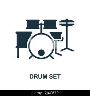 Outline of a drum musical set from black lines isolated on a white ...