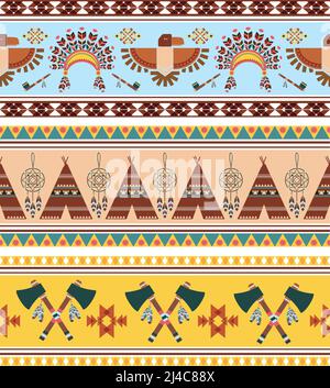 Vector Seamless Tribal Ethnic Vintage Background Graphic Designs Stock Vector