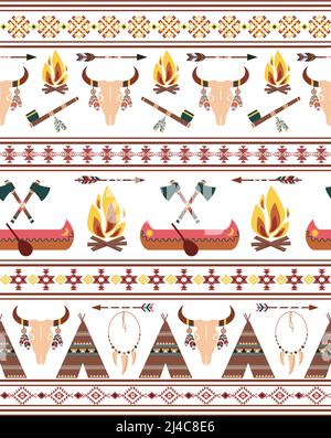 Vector Seamless Tribal Native American Indian Borders for Clothing Design Stock Vector