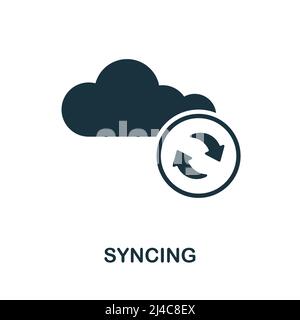 Syncing flat icon. Colored element sign from networking collection. Flat Syncing icon sign for web design, infographics and more. Stock Vector