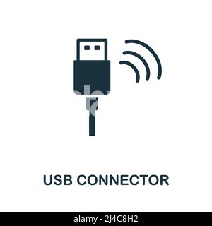 Usb Connector flat icon. Colored element sign from networking collection. Flat Usb Connector icon sign for web design, infographics and more. Stock Vector