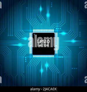 Circuit board vector background. Processor and chip, engineering and tech, motherboard and computer design, vector illustration Stock Vector