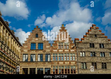 Urban landscape, typical Flemish architecture in the city of Ghent, Belgium Stock Photo