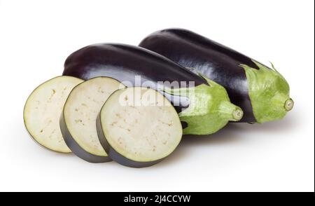 Eggplants isolated on white background with clipping path Stock Photo