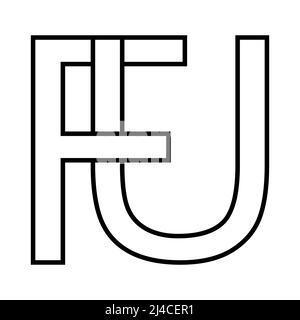 Logo sign, fu uf icon, nft fu interlaced letters f u Stock Vector