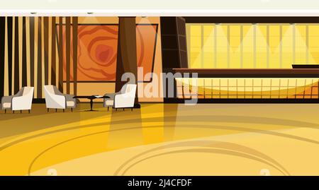 Hotel lobby vector illustration. Office, reception, hallway, counter, armchair. Interior concept. Can be used for topics like interior design, booking Stock Vector