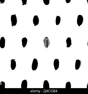 Hand drawn black polka dots seamless pattern. Stock Vector