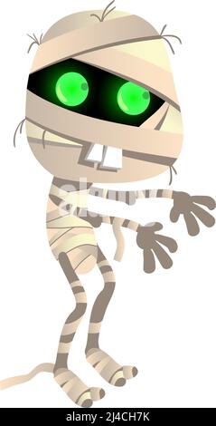 Mummy vector illustration. Zombie, monster, outfit. Halloween concept. Vector illustration can be used for topics like holiday, party, fantasy Stock Vector