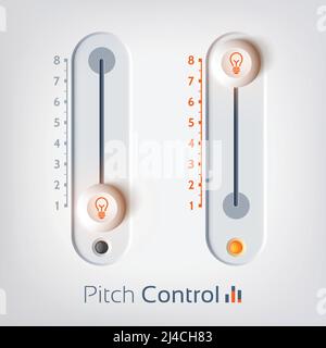 User interface template with vertical slider control on light background isolated vector illustration Stock Vector