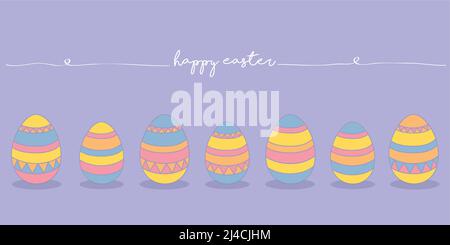 happy easter holiday banner design with hanging pattern eggs Stock Vector