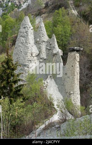Earth Pyramids of Euseigne, Canton Valais, Switzerland Stock Photo