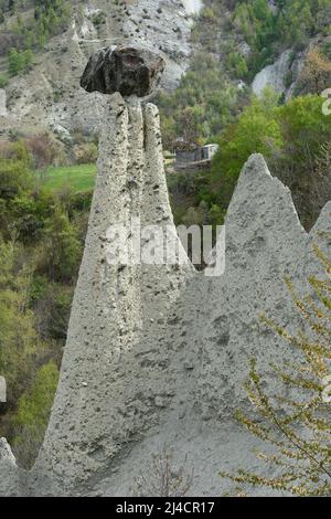 Earth Pyramids of Euseigne, Canton Valais, Switzerland Stock Photo