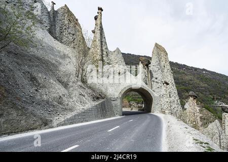 Earth Pyramids of Euseigne, Canton Valais, Switzerland Stock Photo