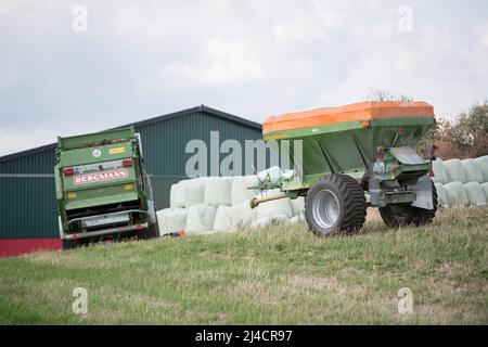 Lime spreader Amazone ZG 4002, agricultural implement, trailer, Velbert, Germany Stock Photo