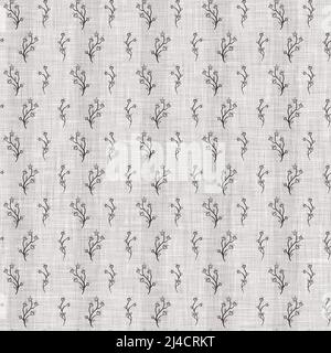 French grey botanical leaf linen seamless pattern with 2 tone country ...