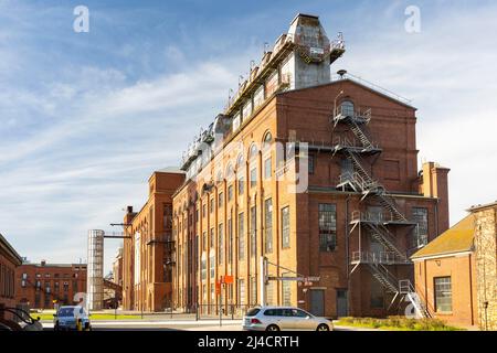 Building of the briquette factory, Saxon Industrial Museum Energy Factory Knappenrode, Hoyerswerda, Saxony, Germany Stock Photo
