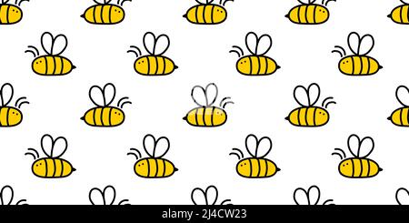 Small cute honey bee hand drawn seamless background, vector drawing Stock Vector