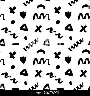 Vector black seamless pattern in Memphis style. Stock Vector