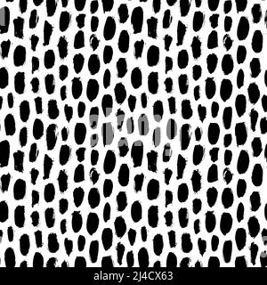 Hand drawn black polka dots seamless pattern. Stock Vector