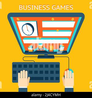 Business gamification. Making money as a game. Competition and goal, level and coin. Vector illustration Stock Vector