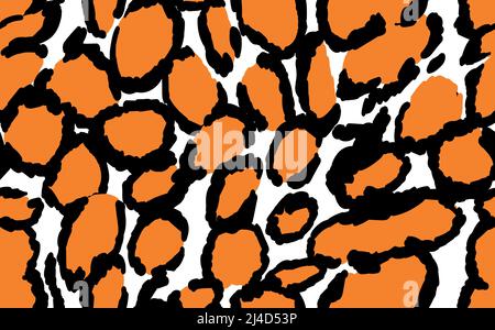 Abstract modern cow fur seamless pattern. Animals trendy background. Black and white decorative vector illustration for print, card, postcard, fabric Stock Vector