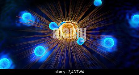 Natural killer cell attacking a cancer cell, illustration Stock Photo ...