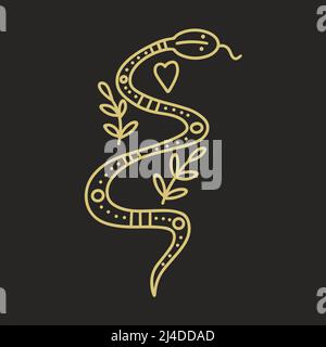 Magic snake with decoration elements and symbols vector illustration Stock Vector