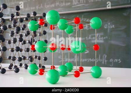 Atomic model in chemistry classroom Stock Photo