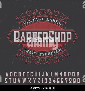 Barber Shop vintage label poster with craft typeface on black background vector illustration Stock Vector