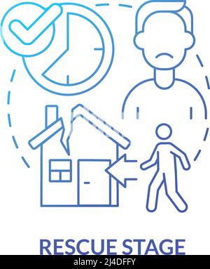 Rescue stage blue gradient concept icon Stock Vector