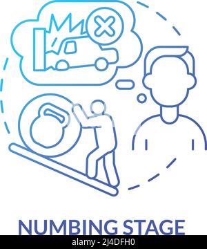 Numbing stage blue gradient concept icon Stock Vector