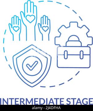 Intermediate stage blue gradient concept icon Stock Vector