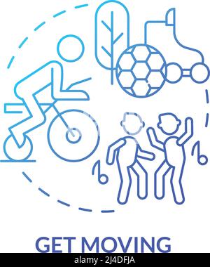 Get moving blue gradient concept icon Stock Vector