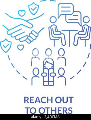 Reach out to others blue gradient concept icon Stock Vector