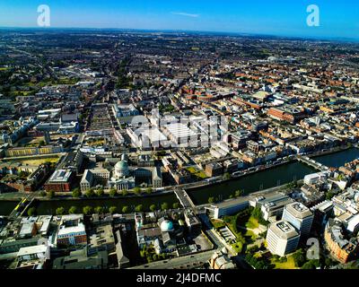 Aerial of Dublin City with the Four Courts and the River Liffy, Dublin, Ireland Stock Photo