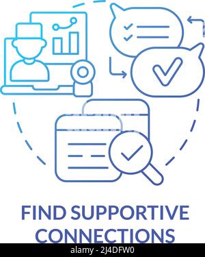 Find supportive connections blue gradient concept icon Stock Vector