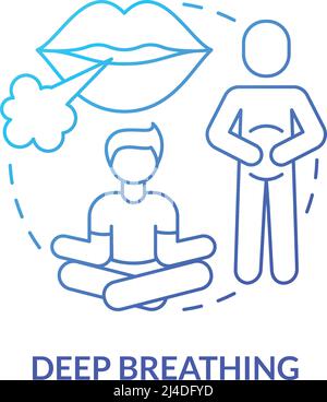 Deep breathing blue gradient concept icon Stock Vector