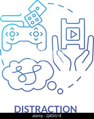 Distraction blue gradient concept icon Stock Vector