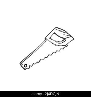 Doodle saw icon in vector. Hand drawn saw icon in vector. Doodle illustration in line Stock Vector