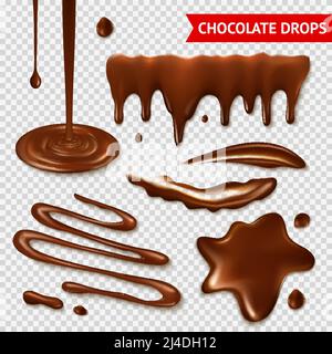 Realistic hot chocolate splashes on transparent background isolated vector illustration Stock Vector