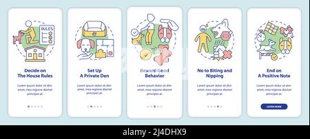 Training dog tips onboarding mobile app screen Stock Vector