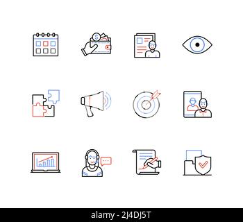 Business, finance and communication - line design style icons Stock Vector