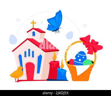 Christian holiday of Easter - modern colored vector poster Stock Vector