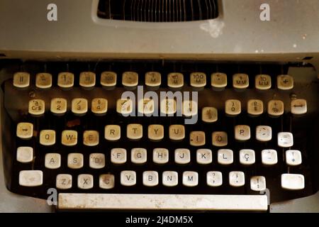 old abandoned and dirty typewriter keyboard Stock Photo