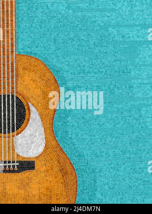 Acoustic guitar mosaic art, vector illustration Stock Vector