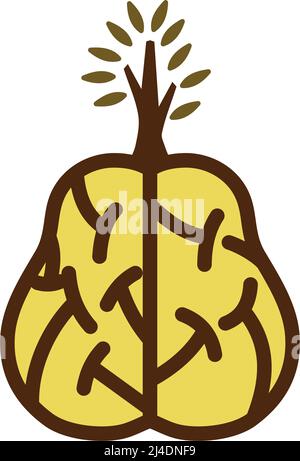 tree brain logo Icon Illustration Brand Identity Stock Vector