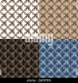 set of seamless patterns with Coffee mug footprint grunge texture. Ornament for decoration and printing on fabric. Design element. Vector Stock Vector
